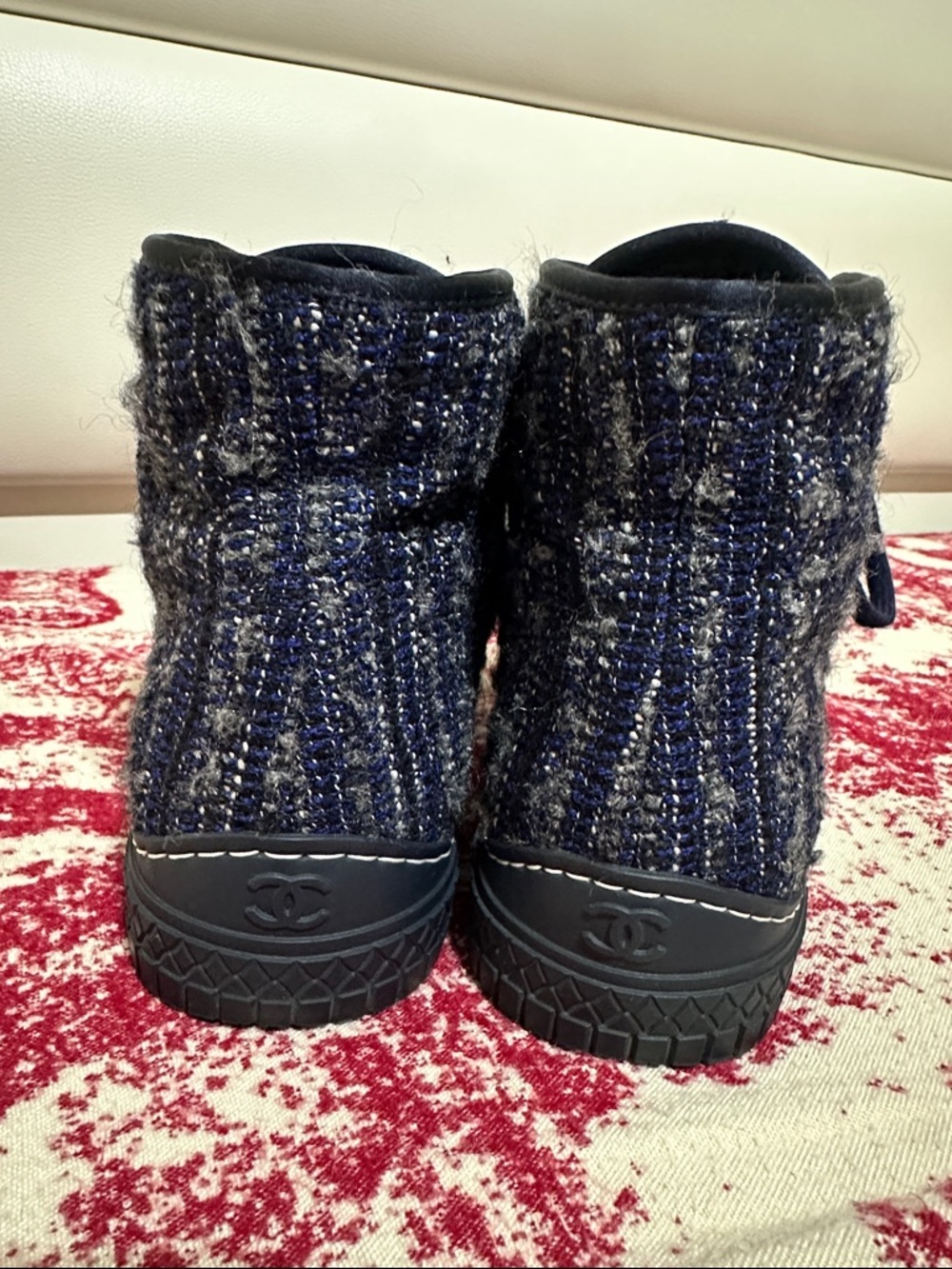 Chanel  Navy High-Top Sneakers - Picture 4 of 12
